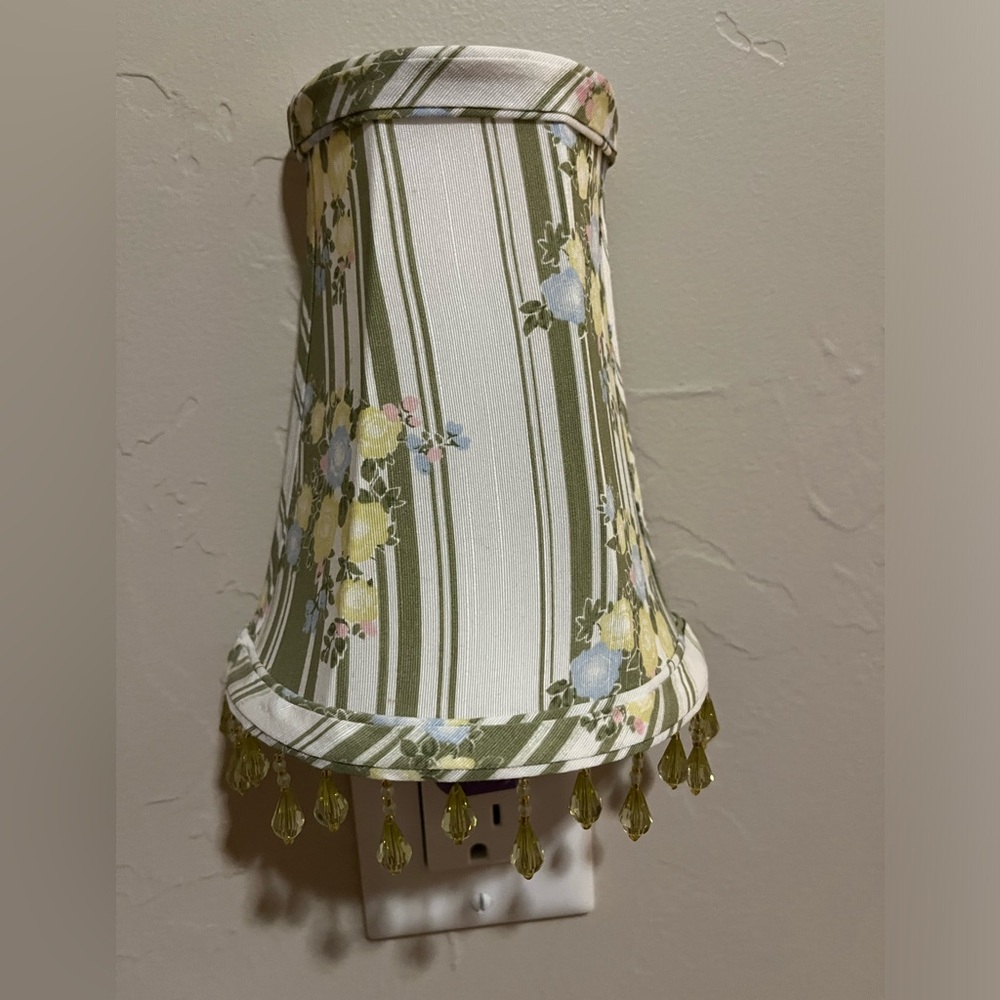 Floral Striped Lampshade with Beaded Trim